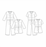Patrón de costura Phoebe, Mono fruncido con bolsillos y botones, con tallas de la 34 a la 54